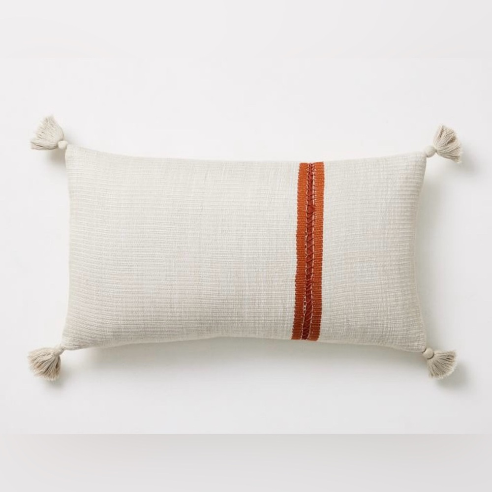 West Elm Silk Mono Stripe Pillow Cover Cream 12x21” SOLD OUT